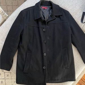 Men’s black peacoat